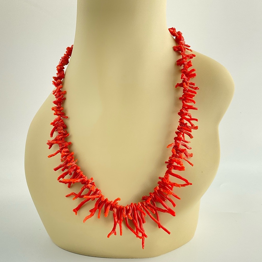 Vintage Branch Coral Necklace, Orange, 21" Long, Beach Girl, Coastal Cowgirl - Picture 3 of 13